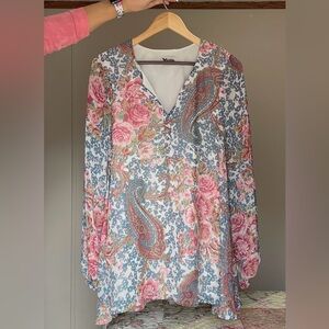 Show Me Your MuMu Jaime long sleeve floral paisley tunic dress